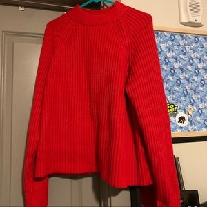 Chunky Knit Mock Neck Cropped Sweater